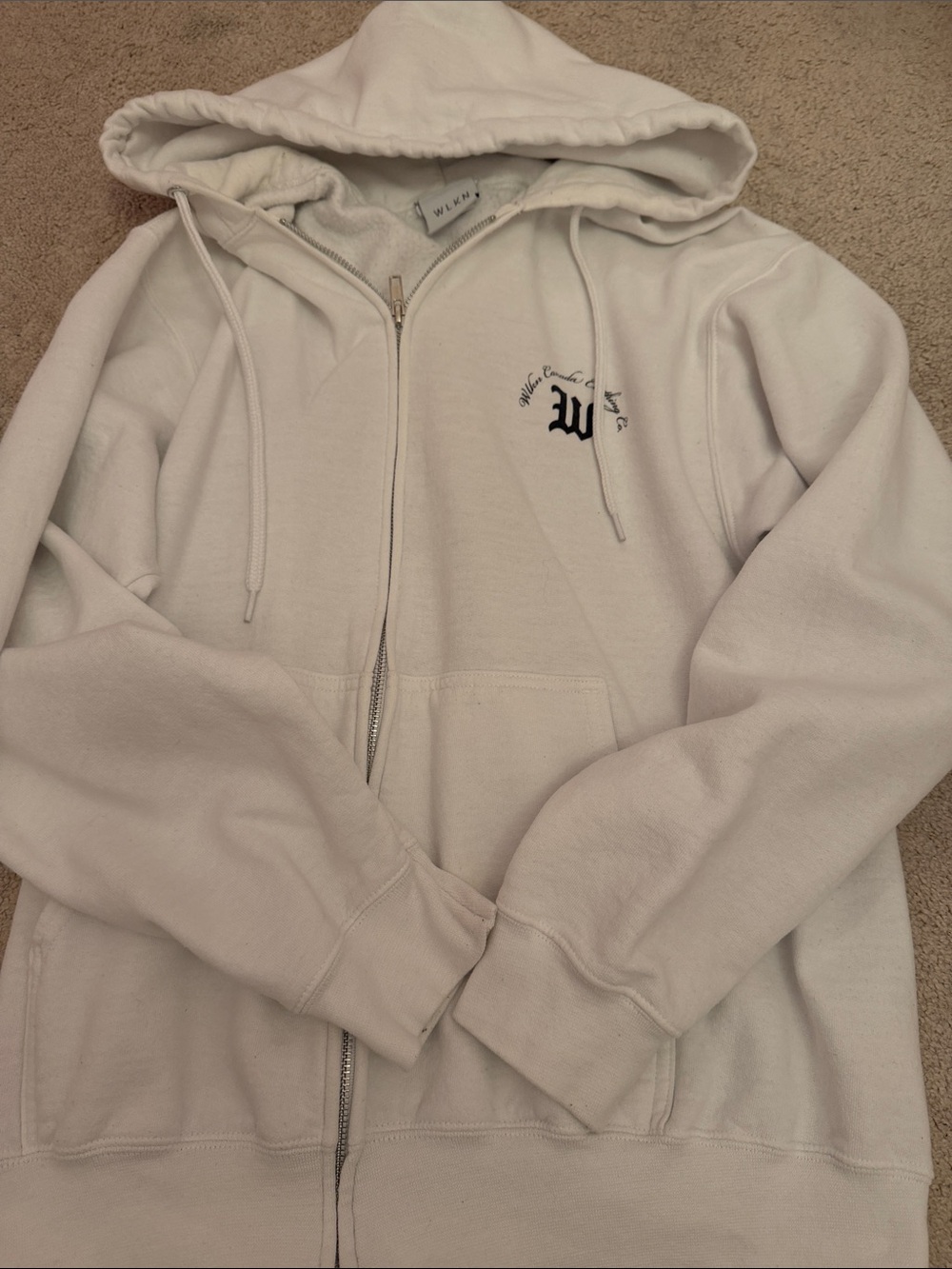 Stussy Off-White Zip-Up Hoodie with Chest Logo
